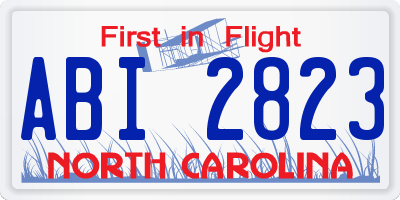 NC license plate ABI2823