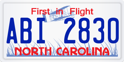NC license plate ABI2830