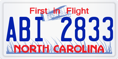 NC license plate ABI2833