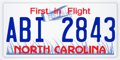 NC license plate ABI2843