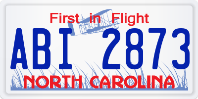 NC license plate ABI2873
