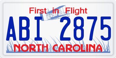 NC license plate ABI2875