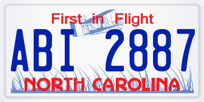 NC license plate ABI2887