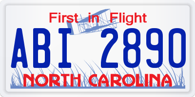 NC license plate ABI2890