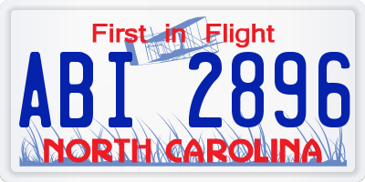 NC license plate ABI2896