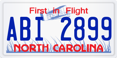 NC license plate ABI2899