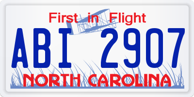 NC license plate ABI2907