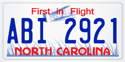NC license plate ABI2921