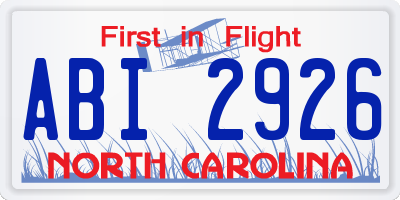 NC license plate ABI2926