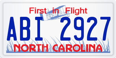 NC license plate ABI2927