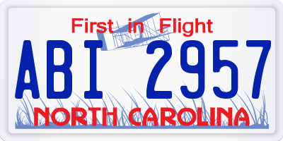 NC license plate ABI2957