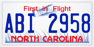 NC license plate ABI2958
