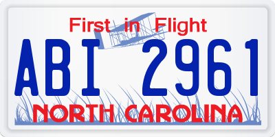 NC license plate ABI2961