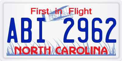 NC license plate ABI2962