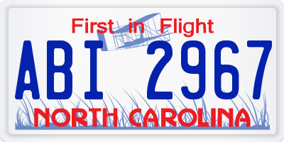 NC license plate ABI2967