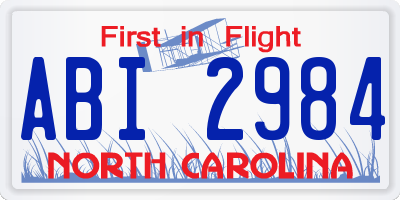 NC license plate ABI2984