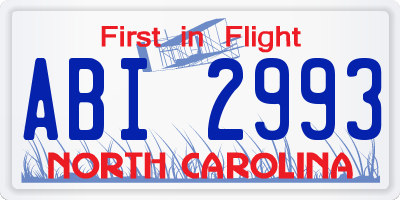 NC license plate ABI2993