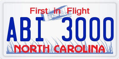 NC license plate ABI3000