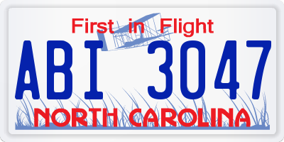 NC license plate ABI3047