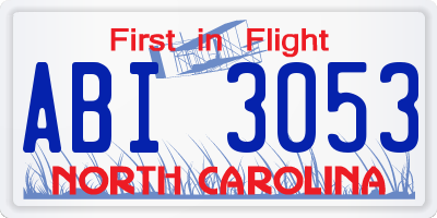 NC license plate ABI3053