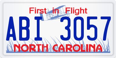 NC license plate ABI3057