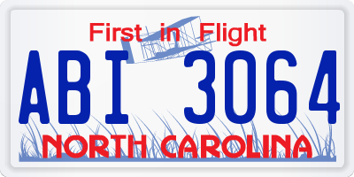 NC license plate ABI3064