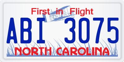 NC license plate ABI3075