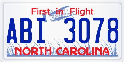 NC license plate ABI3078