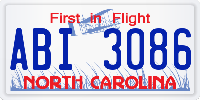 NC license plate ABI3086