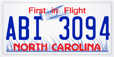 NC license plate ABI3094