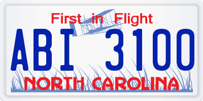 NC license plate ABI3100