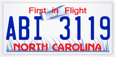 NC license plate ABI3119
