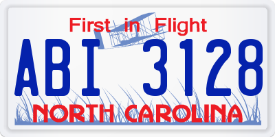 NC license plate ABI3128