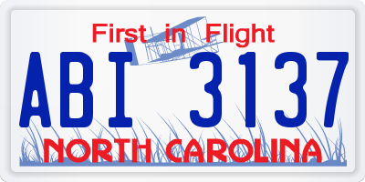 NC license plate ABI3137