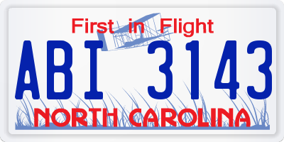 NC license plate ABI3143