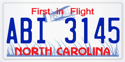 NC license plate ABI3145