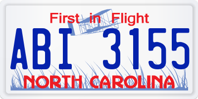 NC license plate ABI3155
