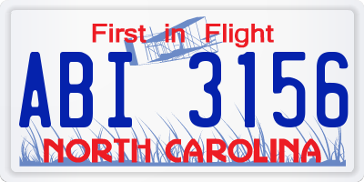 NC license plate ABI3156