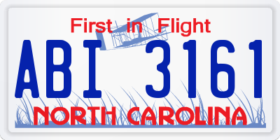 NC license plate ABI3161