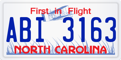NC license plate ABI3163