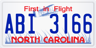NC license plate ABI3166