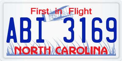 NC license plate ABI3169