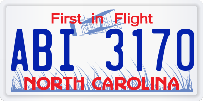NC license plate ABI3170
