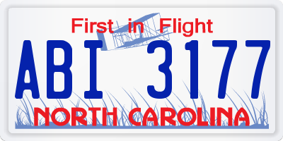 NC license plate ABI3177
