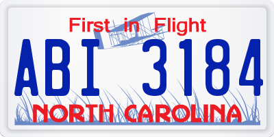 NC license plate ABI3184