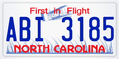 NC license plate ABI3185