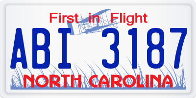 NC license plate ABI3187
