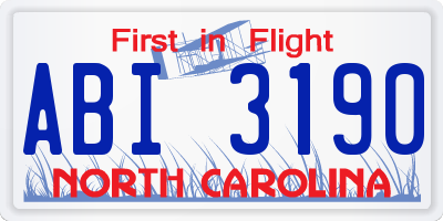 NC license plate ABI3190