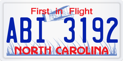 NC license plate ABI3192