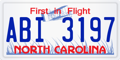 NC license plate ABI3197